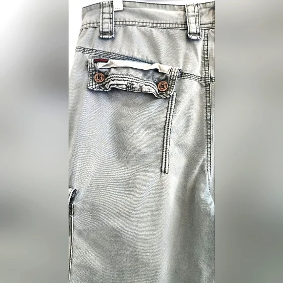 FUBU Men Short Cargo Size 34 Grey Button Zipper Pockets Cotton - Picture 8 of 9